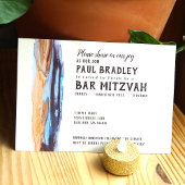 Invitation Bar Mitzvah Bleu Vibrant et Brun Caramel