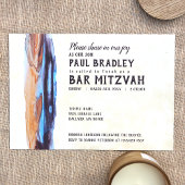 Invitation Bar Mitzvah Bleu Vibrant et Brun Caramel