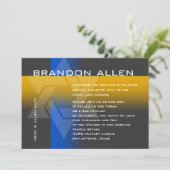 Invitation Bar Mitzvah Blue and Yellow on Any Color (Debout devant)