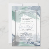 Invitation Bar Mitzvah Blue Green Brochures sèches (Devant)