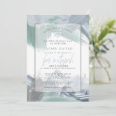 Invitation Bar Mitzvah Blue Green Brochures sèches (Debout devant)