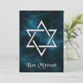 Invitation Bar Mitzvah Blue Nebulae & Silver Star de David (Debout devant)