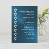 Invitation Bar Mitzvah Blue Sheen Argent Étoiles de David (Debout devant)