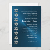 Invitation Bar Mitzvah Blue Sheen Argent Étoiles de David (Devant / Derrière)