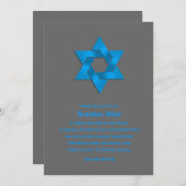 Invitation Bar Mitzvah Blue sur Grey, Star de David (Devant / Derrière)