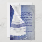 Invitation Bar Mitzvah Blue White Star de David Tallit (Devant)