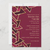 Invitation Bar Mitzvah Bourgogne Red Gold Star de David (Devant)