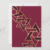 Invitation Bar Mitzvah Bourgogne Red Gold Star de David (Dos)