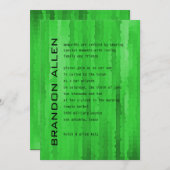 Invitation Bar Mitzvah Bright Green Techno Streaks (Devant / Derrière)