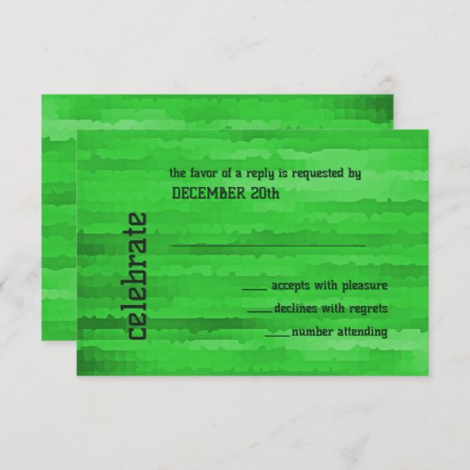 Invitation Bar Mitzvah Bright Green Techno Streaks (Devant / Derrière)