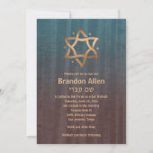 Invitation Bar Mitzvah Brown et Turquoise Cuivre Star (Devant)