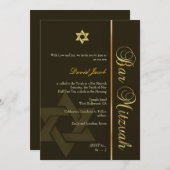 Invitation Bar Mitzvah/café/or (Devant / Derrière)
