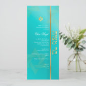 Invitation Bar Mitzvah Classique Aqua/or de PixDezines (Debout devant)