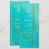 Invitation Bar Mitzvah Classique Aqua/or de PixDezines (Devant / Derrière)
