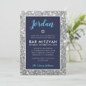 Invitation BAR MITZVAH cool entre marine bleu argent invitati (Debout devant)