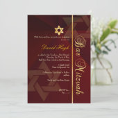 Invitation Bar Mitzvah/Crimson rouge/or (Debout devant)