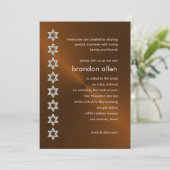Invitation Bar Mitzvah Cuivre Sheen Argent Étoiles de David (Debout devant)