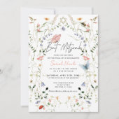 Invitation Bar Mitzvah de la Libellule Abeille Papillon Fleur (Devant)