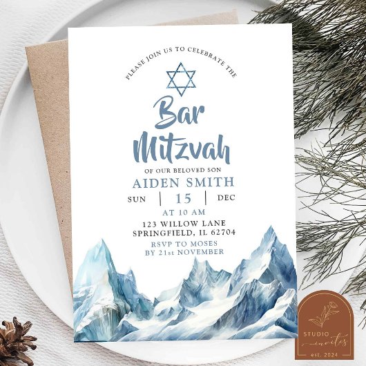 Invitation Bar Mitzvah de la montagne de l'iceberg d'hiver