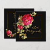 Invitation Bar Mitzvah de la rose rouge (Devant / Derrière)