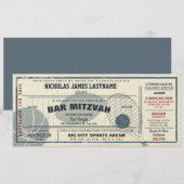 Invitation Bar Mitzvah de passeport de sport de vintage (Devant / Derrière)