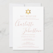 Invitation Bar Mitzvah de style moderne rose (Devant)