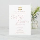 Invitation Bar Mitzvah de style moderne rose (Debout devant)