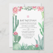 Invitation Bar Mitzvah de succulentes à l'aquarelle (Devant)