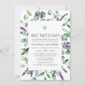 Invitation Bar Mitzvah de verdure de lavande d'eucalyptus (Devant)