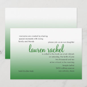 Invitation Bar Mitzvah Dégradé Argent et Vert