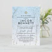 Invitation Bar Mitzvah d'hiver Forêt enneigée (Debout devant)