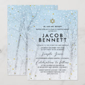 Invitation Bar Mitzvah d'hiver Forêt enneigée (Devant / Derrière)