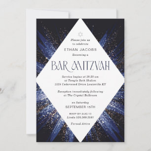 Invitation Bar Mitzvah Élégant Géométrique