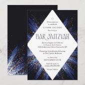 Invitation Bar Mitzvah Élégant Géométrique (Devant / Derrière)