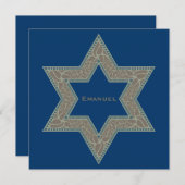 Invitation Bar Mitzvah Emanuel Star David Gold (Devant / Derrière)