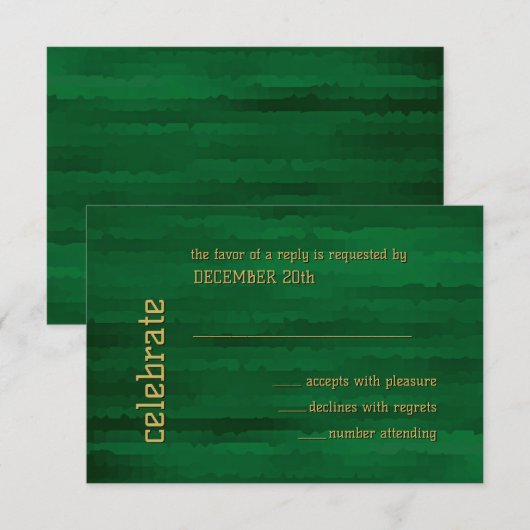 Invitation Bar Mitzvah Emerald Green Techno Streaks RSVP (Devant / Derrière)