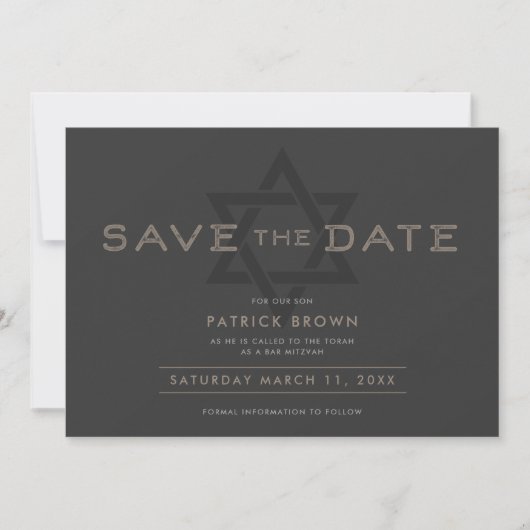 Invitation Bar Mitzvah Enregistrez la Date (Devant)