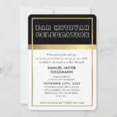 Invitation BAR MITZVAH espace cool moderne cadre or noir mode (Devant)