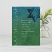 Invitation Bar Mitzvah Etoile bleue Turquoise élégante de Dav (Debout devant)