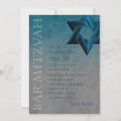Invitation Bar Mitzvah Etoile bleue Turquoise élégante de Dav (Devant)
