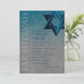 Invitation Bar Mitzvah Etoile bleue Turquoise élégante de Dav (Debout devant)