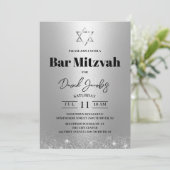 Invitation Bar Mitzvah Étoile de David Moderne en Argent Juif (Debout devant)