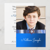 Invitation Bar Mitzvah, Étoile de David, Personnalisé (Devant / Derrière)