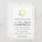 Invitation BAR MITZVAH étoile d'or traditionnel moderne noir (Devant)