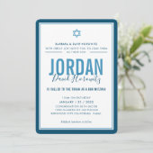 Invitation BAR MITZVAH étoile moderne garçon denim bleu simpl (Debout devant)