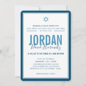 Invitation BAR MITZVAH étoile moderne garçon denim bleu simpl (Devant)