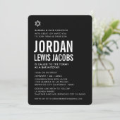 Invitation BAR MITZVAH étoile moderne garçon noir blanc simpl (Debout devant)