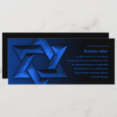 Invitation Bar Mitzvah Étoile noire et bleue de David (Devant / Derrière)