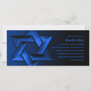 Invitation Bar Mitzvah Étoile noire et bleue de David