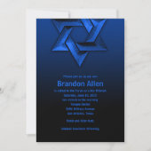 Invitation Bar Mitzvah Étoile noire et bleue de David (Devant)